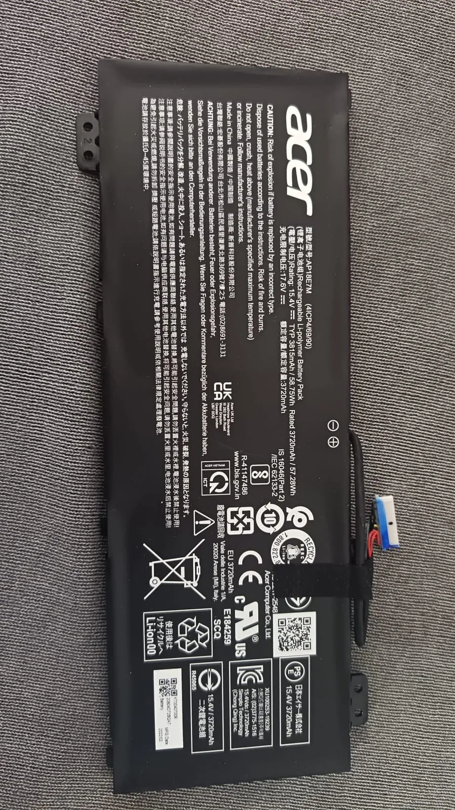 Batería Acer AP18E7M - 15.4V 3815mAh
