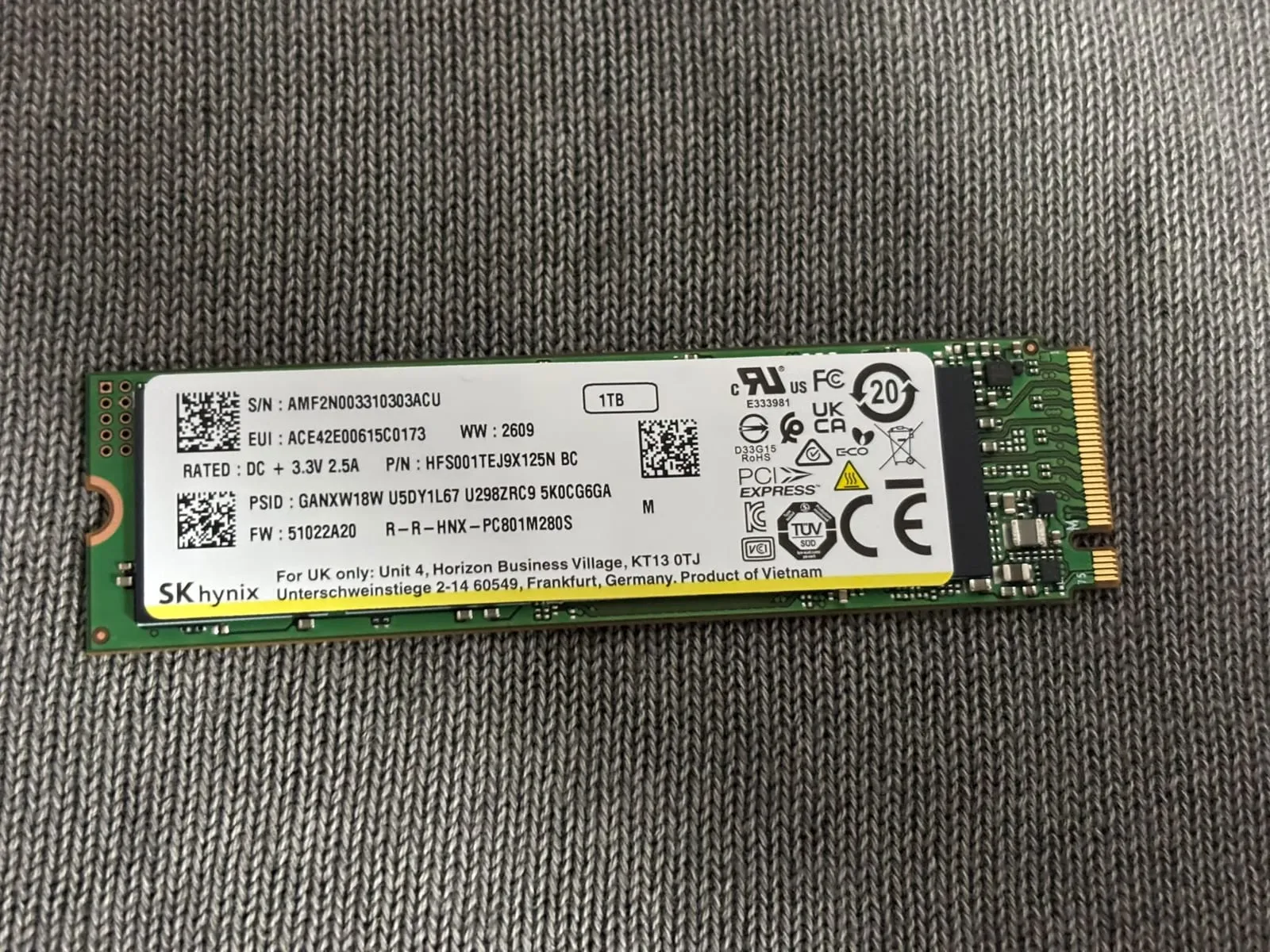 SSD SK hynix 1 TB NVMe PCIe 4.0 M.2 2280